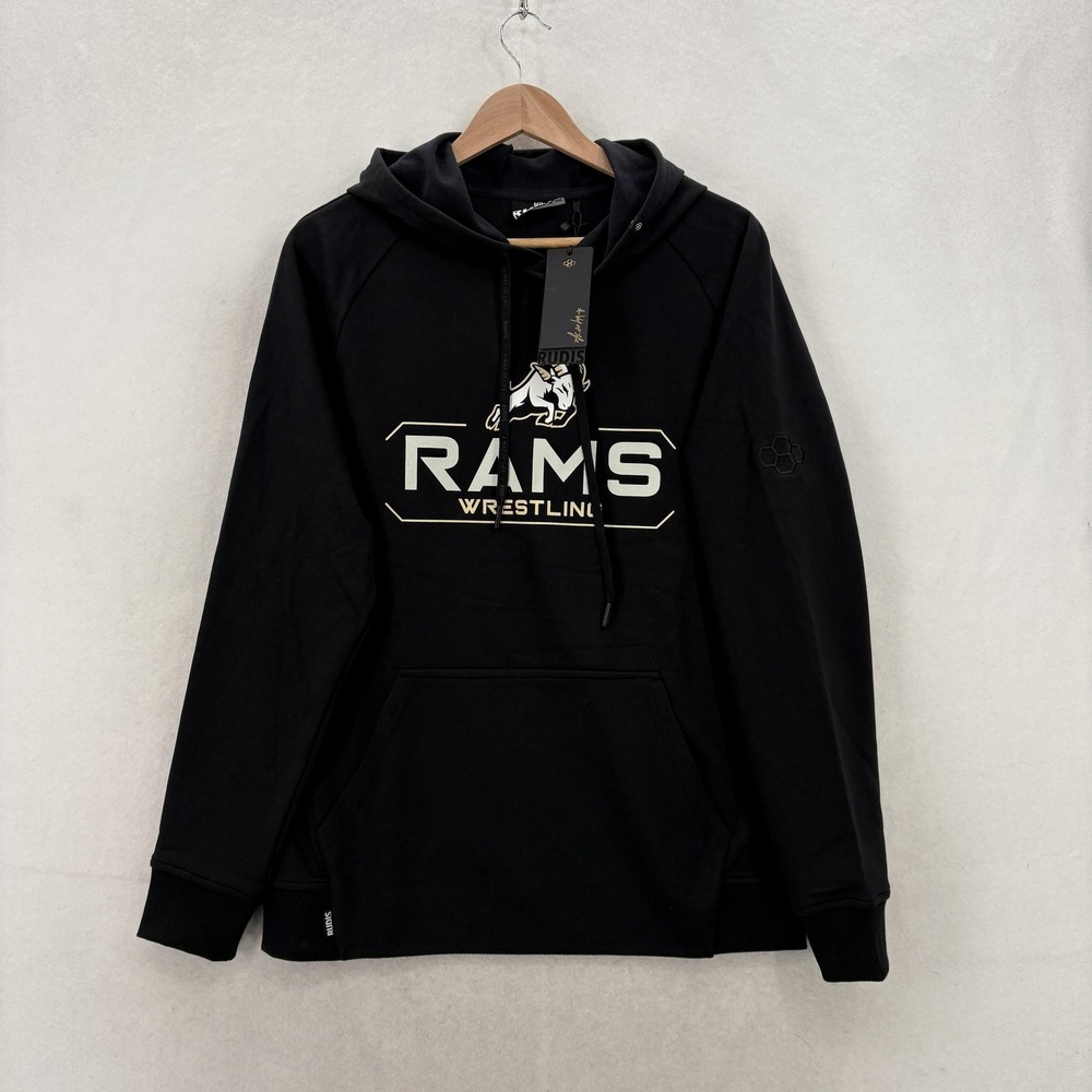 RUDIS Rams Wrestling Sweatshirt Mens Medium Black Wrestling Hoodie Pullover NWT